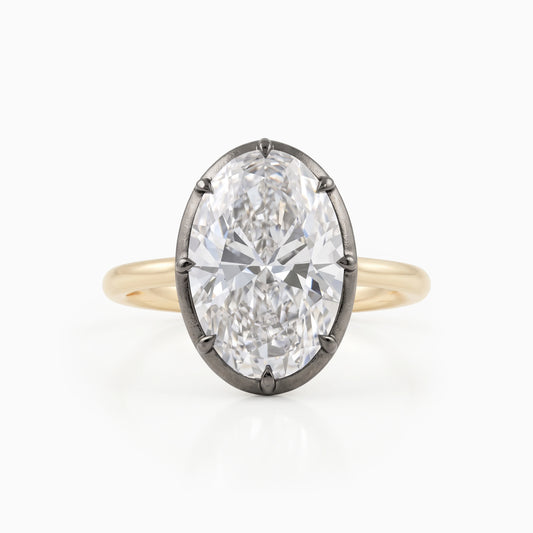 Oval Cut Lab Diamond Solitaire Ring with Classic Prong Setting Ring