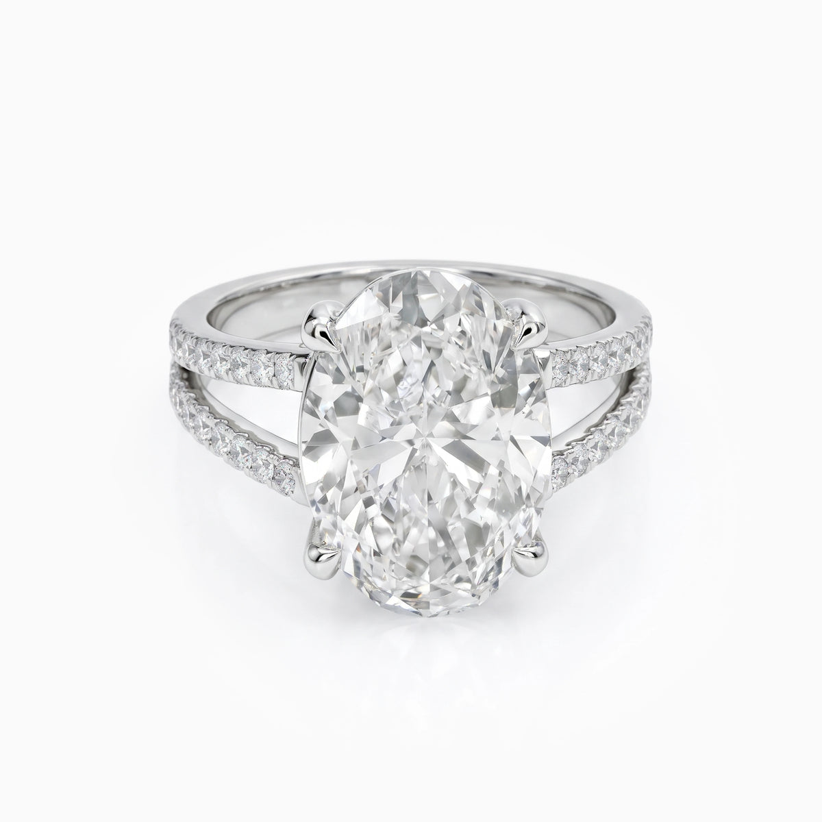Oval Cut Lab Diamond Split Shank Accent Ring Ring