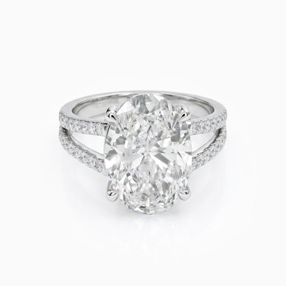 Oval Cut Lab Diamond Split Shank Accent Ring Ring