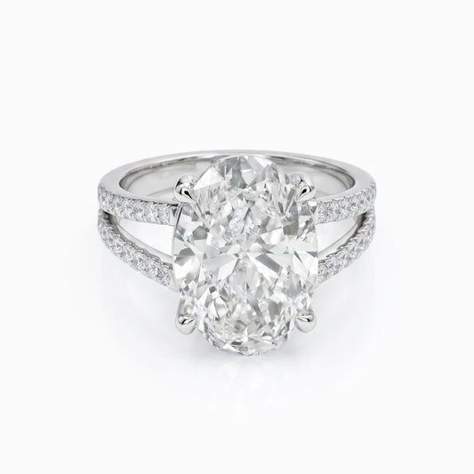 Oval Cut Lab Diamond Split Shank Accent Ring
