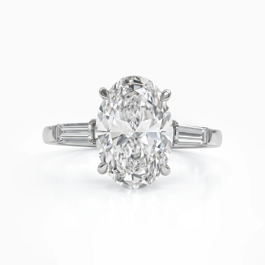 Oval Cut Lab Diamond Three Stone Engagement Ring