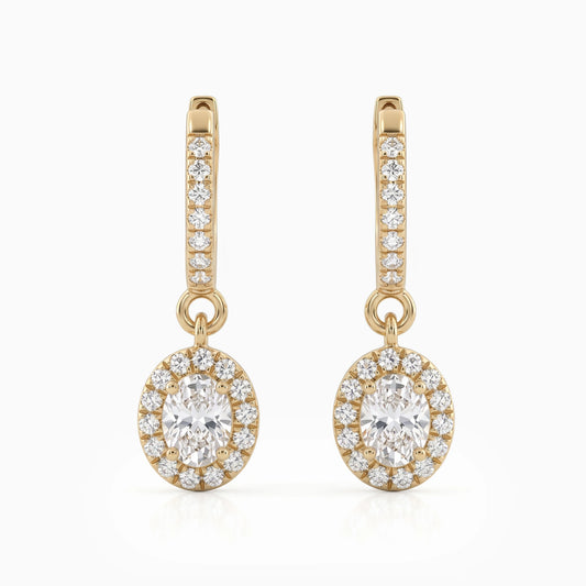 Oval Cut Lab Grown Halo Drop And Dangle Earrings