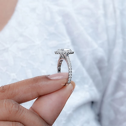 Oval Lab Diamond Halo With Accent Engagement Ring
