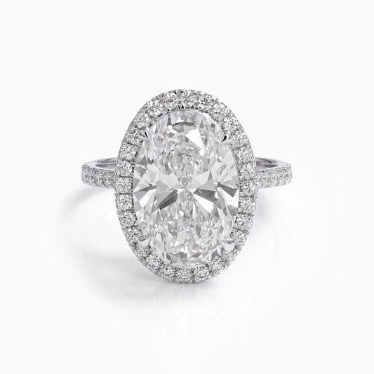 Oval Lab Diamond Halo Accent Engagement Ring