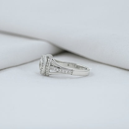 Oval Diamond Halo Split Shank Engagement Ring
