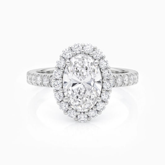 Oval Lab Diamond Halo With Accent Engagement Ring Ring