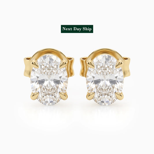 Oval Diamond Stud Earrings