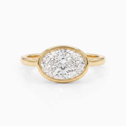 Oval East-West Bezel Engagement Ring Ring