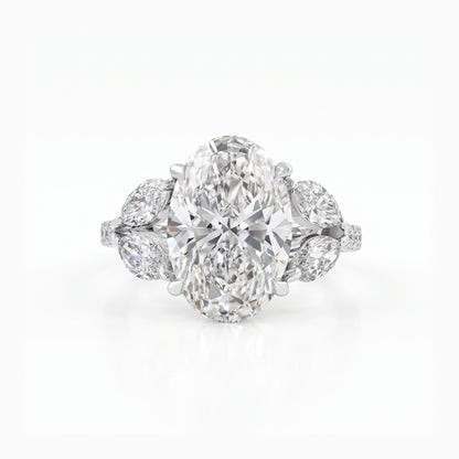 Oval Lab Diamond Accent Ring with Marquise Side Stones Ring