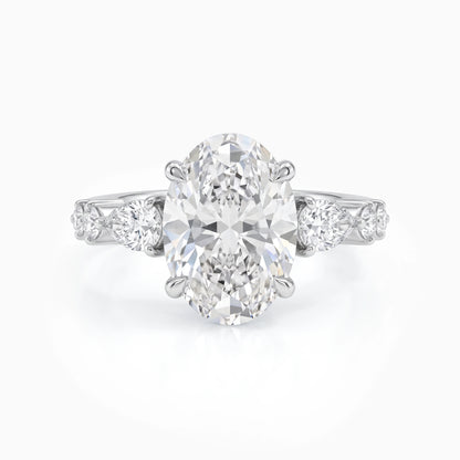 Oval Lab Diamond Accent Set Engagement Ring Ring
