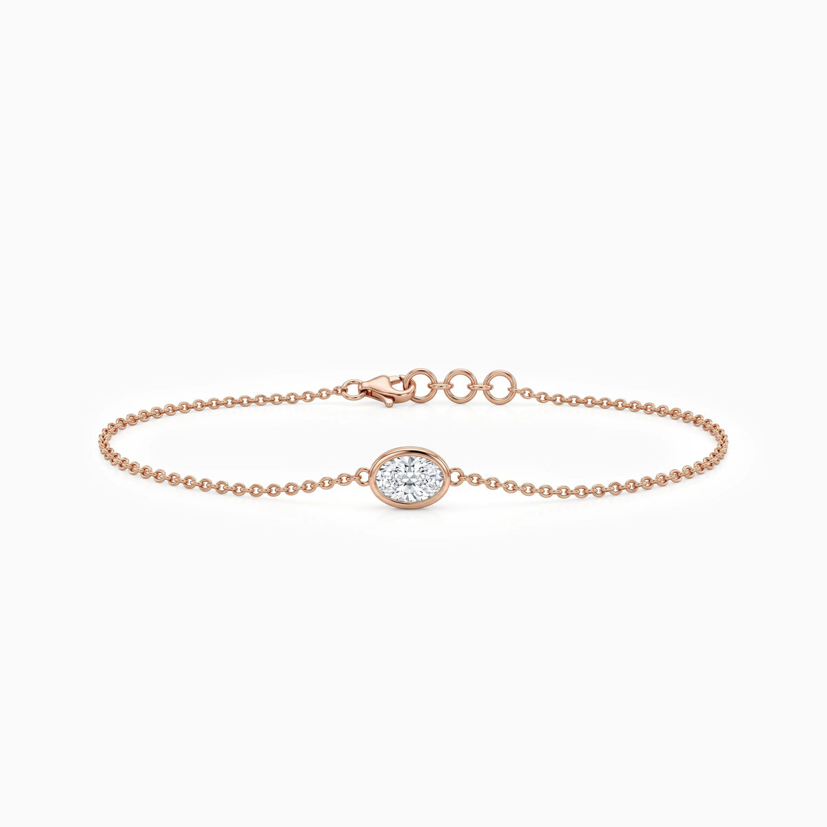 Oval Lab Diamond Bezel Solitaire Chain Bracelet Bracelet