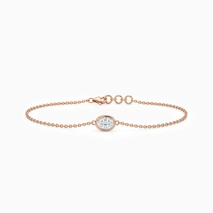 Oval Lab Diamond Bezel Solitaire Chain Bracelet Bracelet