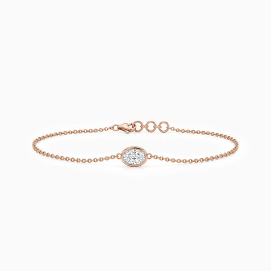 Oval Lab Diamond Bezel Solitaire Chain Bracelet Bracelet