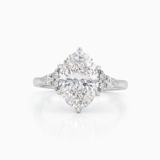 Accent Oval Lab Diamond  Engagement Ring