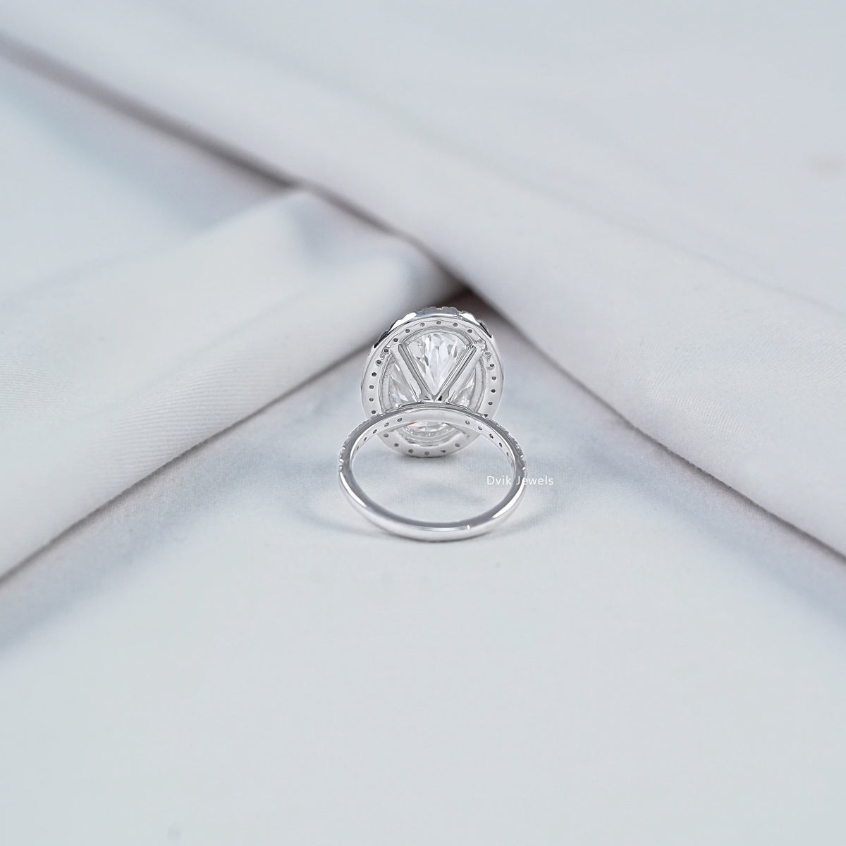 Oval Lab Diamond Halo Accent Engagement Ring Ring