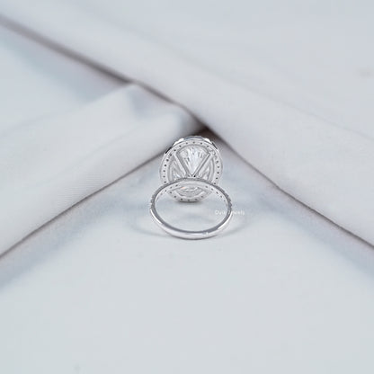 Oval Lab Diamond Halo Accent Engagement Ring Ring