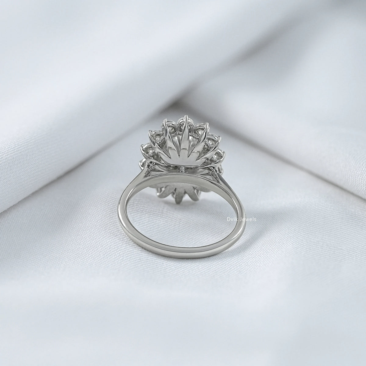 Oval Cut Lab Diamond Floral Halo Engagement Ring Ring