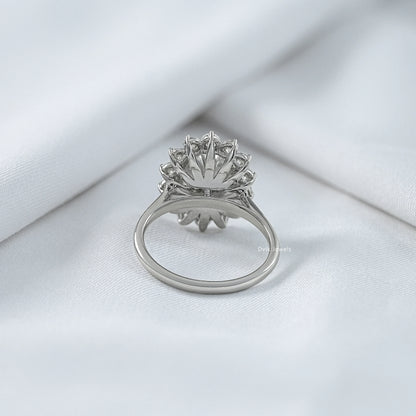 Oval Cut Lab Diamond Floral Halo Engagement Ring Ring