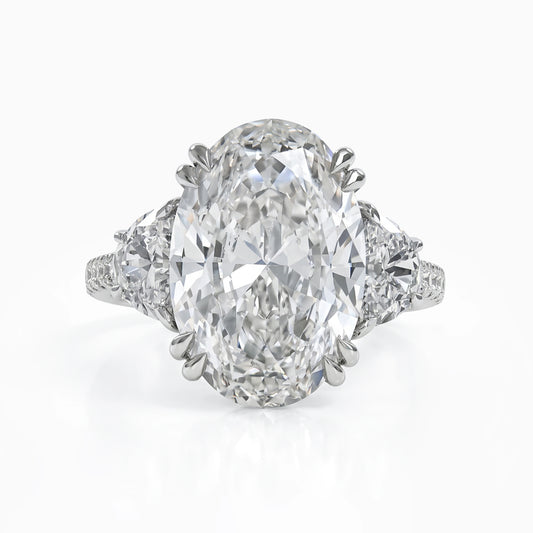 Oval Lab Diamond Trillion Three Stone Pavé Engagement Ring Ring
