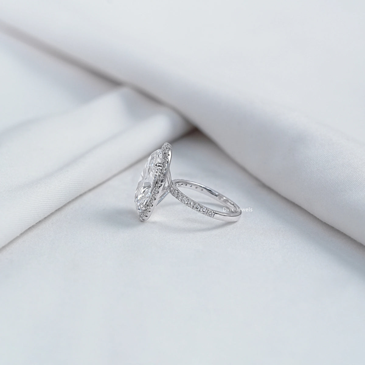 Oval Lab Diamond Halo Accent Engagement Ring Ring