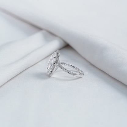 Oval Lab Diamond Halo Accent Engagement Ring Ring