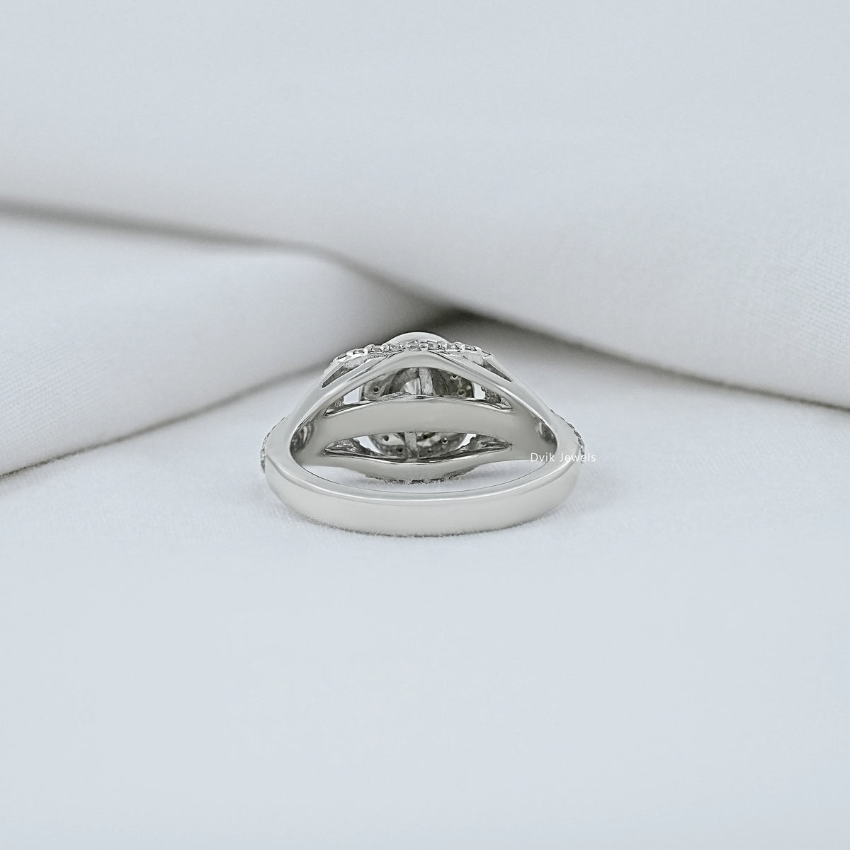 Oval Diamond Halo Split Shank Engagement Ring
