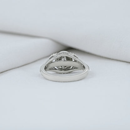 Oval Diamond Halo Split Shank Engagement Ring