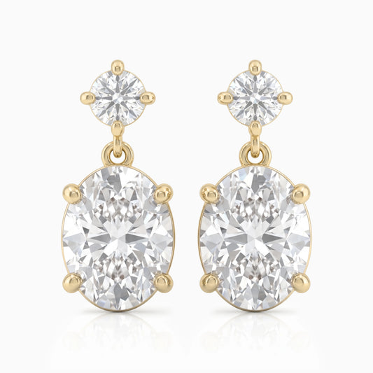 Oval & Round Cut Lab Diamond Dangle Drop Earrings Earrings