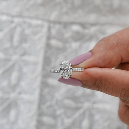 Oval Cut Lab Diamond Solitaire Accent Ring