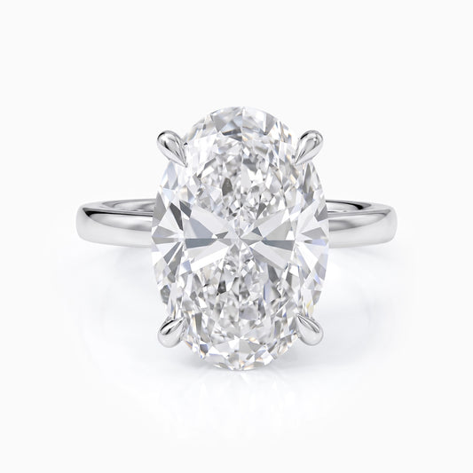 Oval Solitaire Hidden Halo Diamond Ring Ring