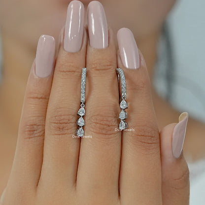 Pear Cut Diamond Drop Hoop Earring