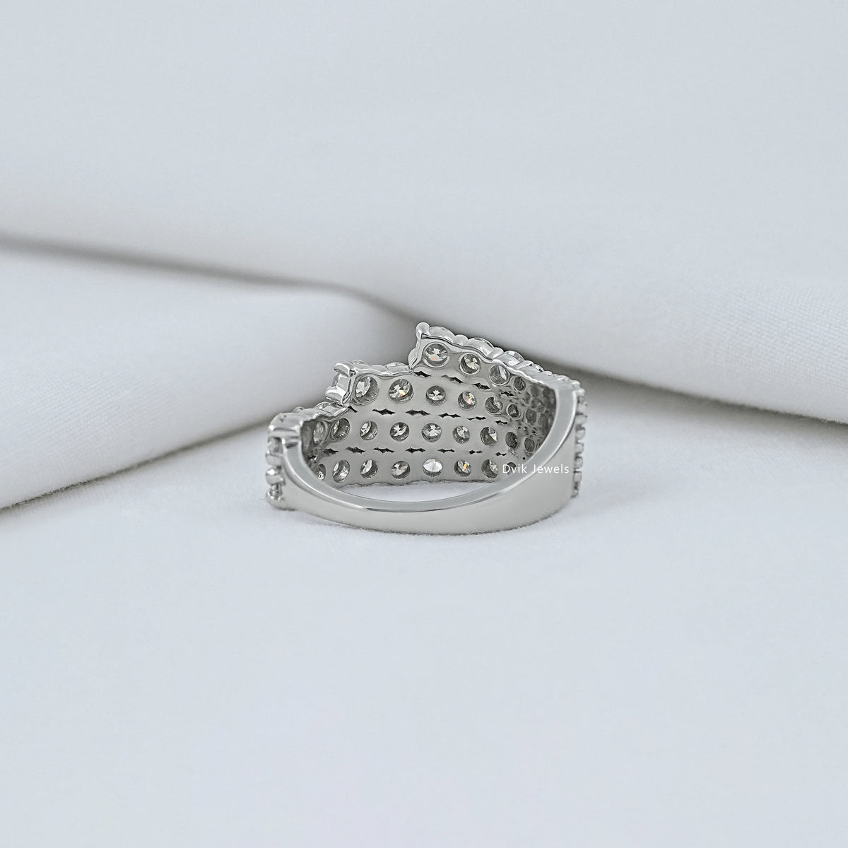 Round Diamond Pave Half Eternity Band