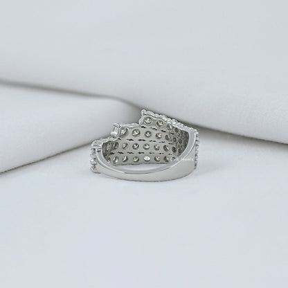 Round Diamond Pave Half Eternity Band