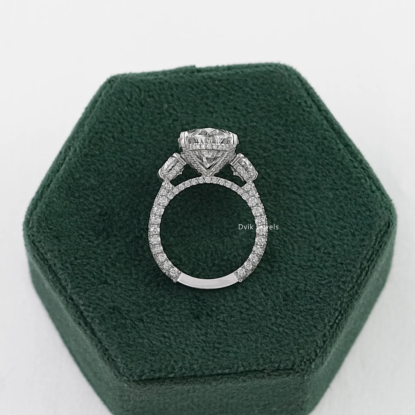 Pave Set Lab Diamond Oval Engagement Ring Ring