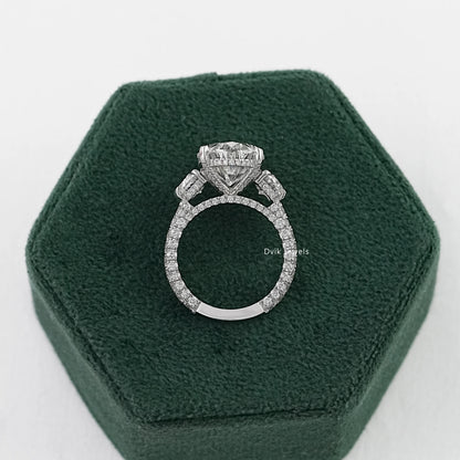 Pave Set Lab Diamond Oval Engagement Ring Ring