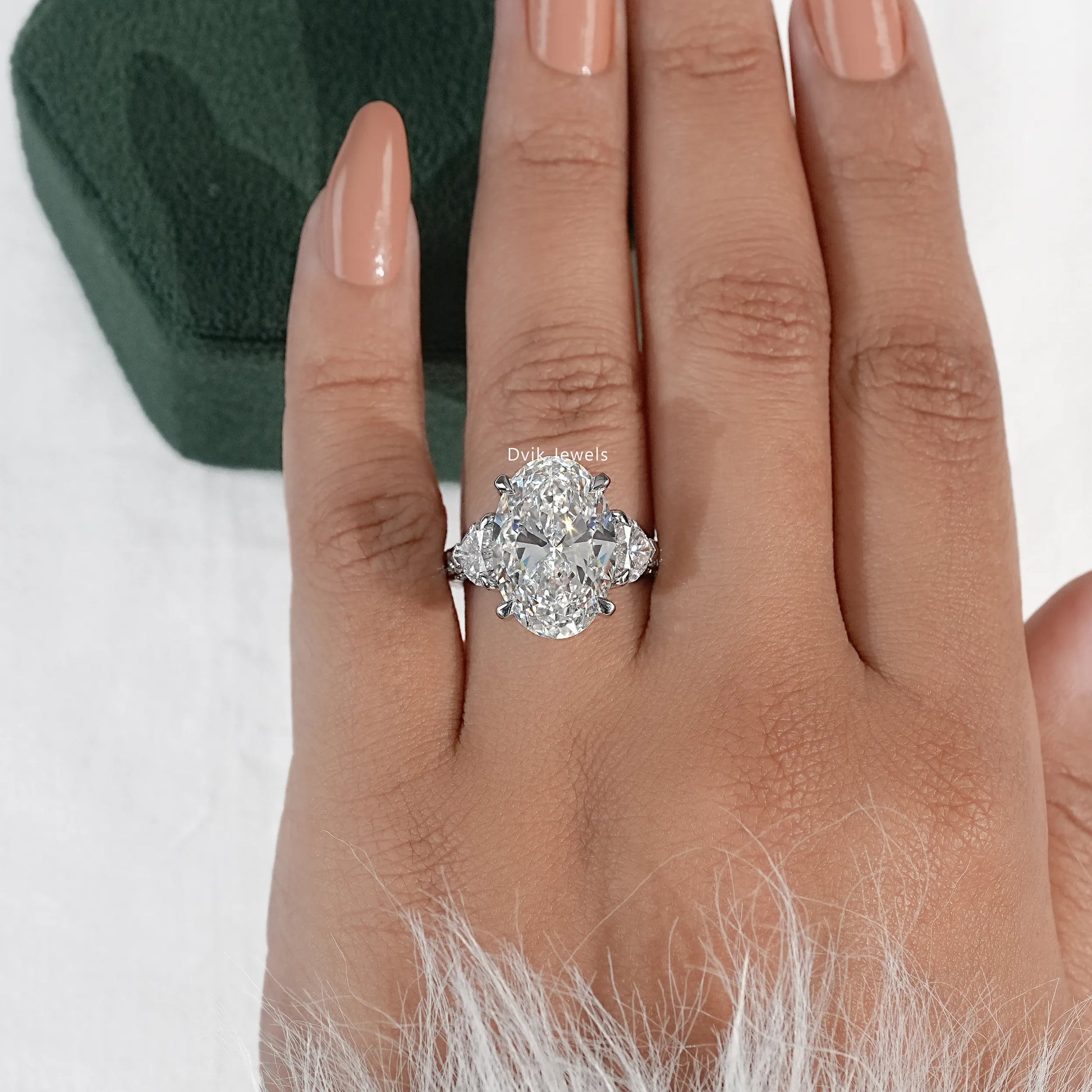 Pave Set Lab Diamond Oval Engagement Ring Ring