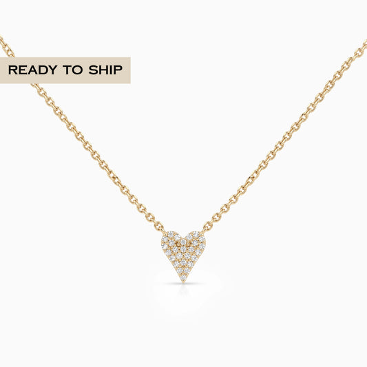 Pave Set Heart Shape Diamond Pendant Necklace