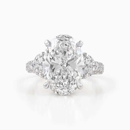 Pave Set Lab Diamond Oval Engagement Ring Ring