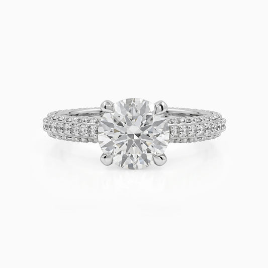 Pave Set Round Cut Lab Diamond Hidden Halo Ring