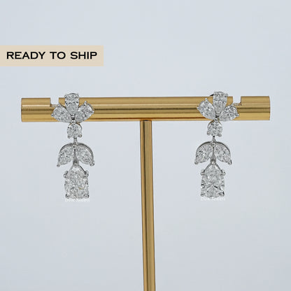 Pear And Marquise Diamond Drop Earrings