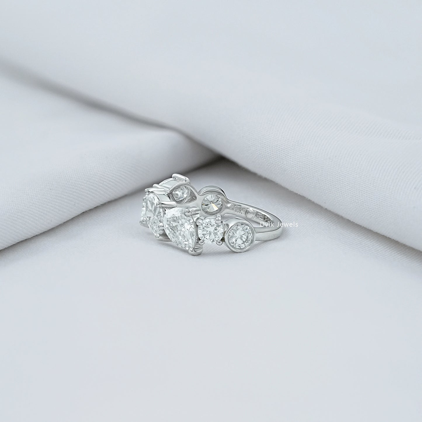Multi Shape Lab Diamond Half Eternity Band