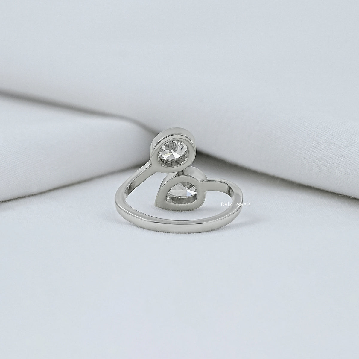 Pear And Oval Diamond Bezel Bypass Ring