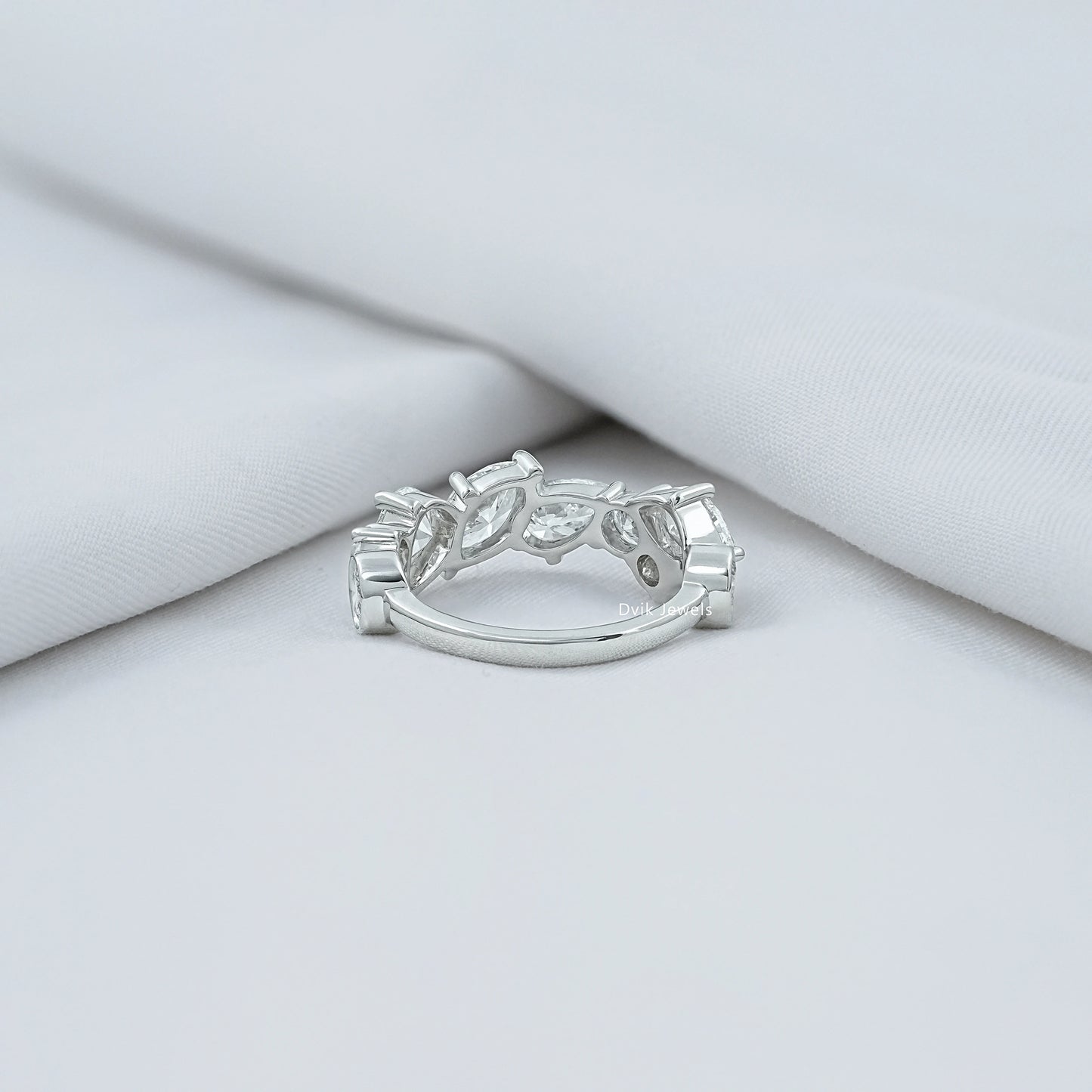 Multi Shape Lab Diamond Half Eternity Band