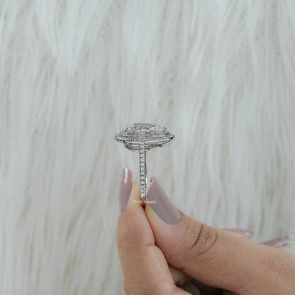 Pear Cut Lab Diamond Double Halo Engagement Ring