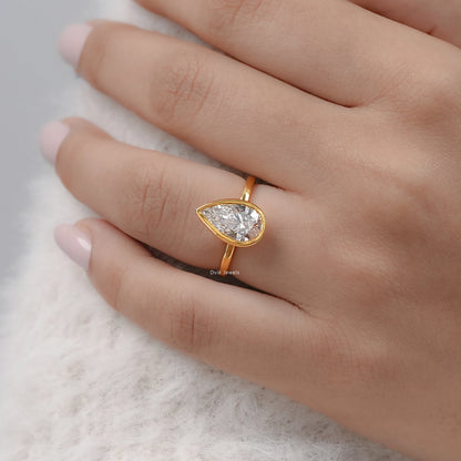 Pear Diamond Bezel Set Solitaire Engagement Ring