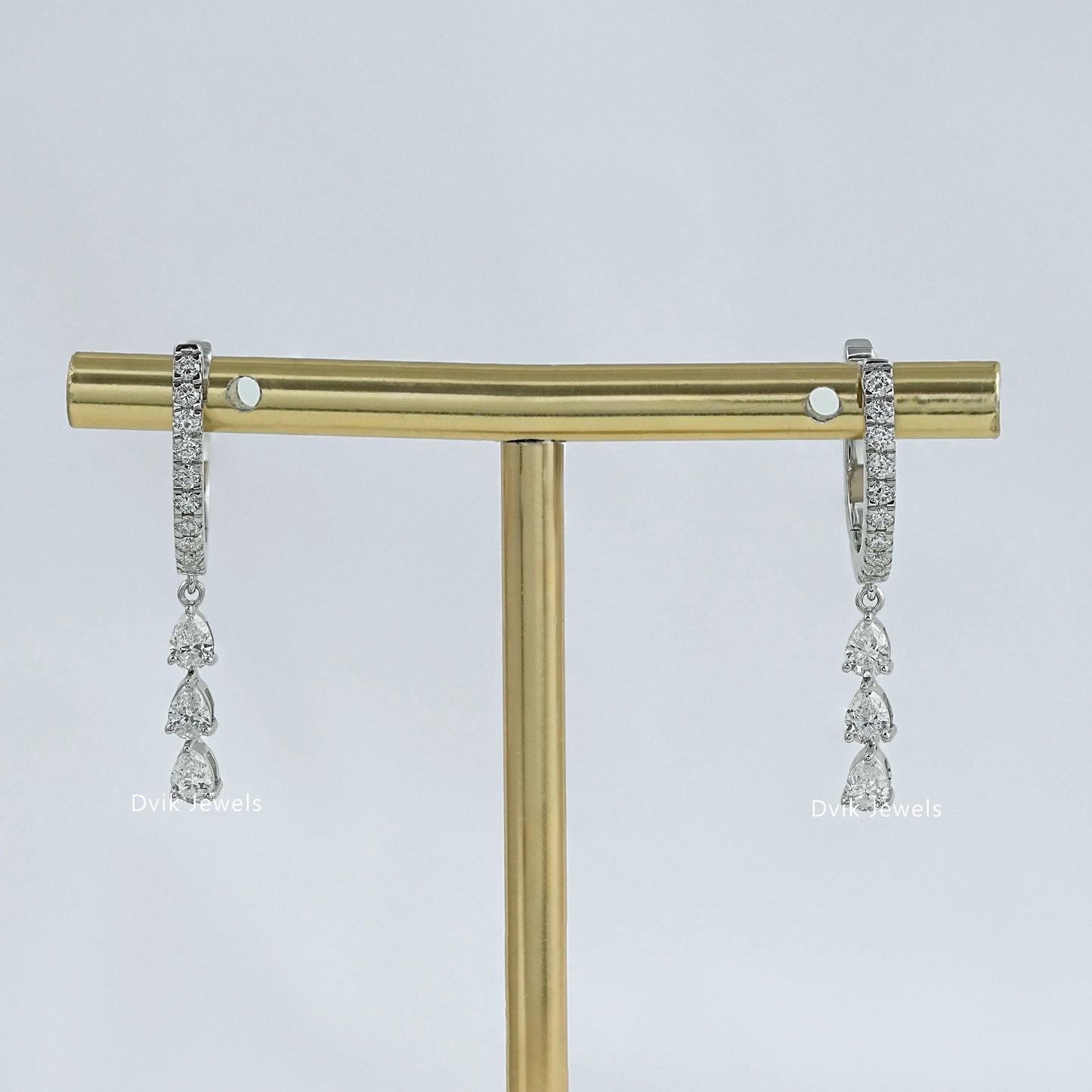 Pear Cut Diamond Drop Hoop Earring