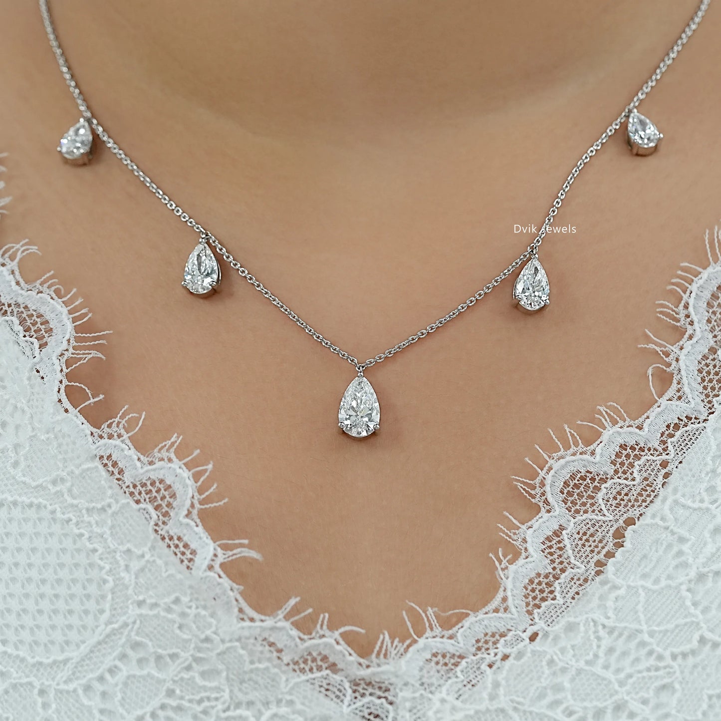 Pear Lab Diamond Station Drop Necklace