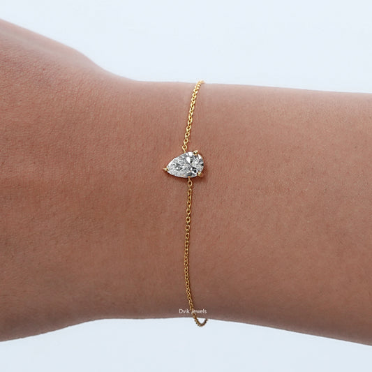 Pear Shaped Lab Diamond Solitaire Bracelet