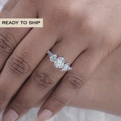 Pear And Baguette Diamond Five Stone Ring