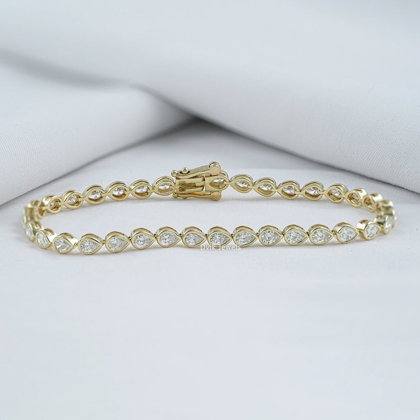 Pear Cut Lab Diamond Bezel Set Tennis Bracelet